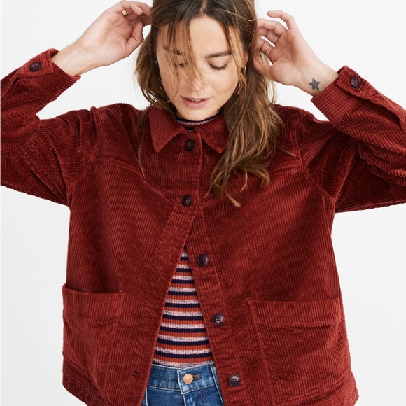 Madewell Corduroy Orange Chore Coat Jacket - Picture 2 of 2